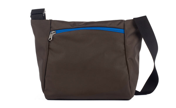Reverse shot of an Icon in Black 525 Ballistic with Island (blue) zippers.
